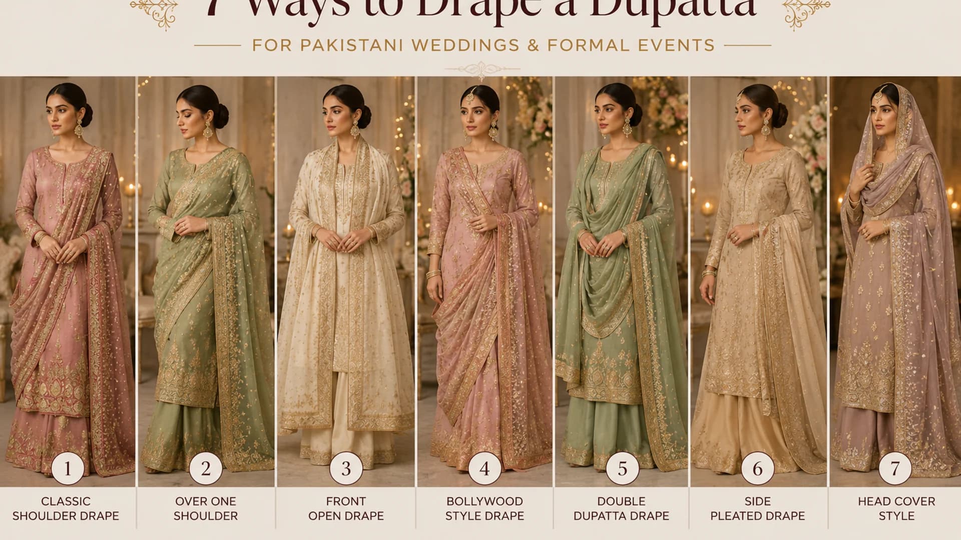 7 Ways to Drape a Dupatta for Pakistani Weddings and Formal Events