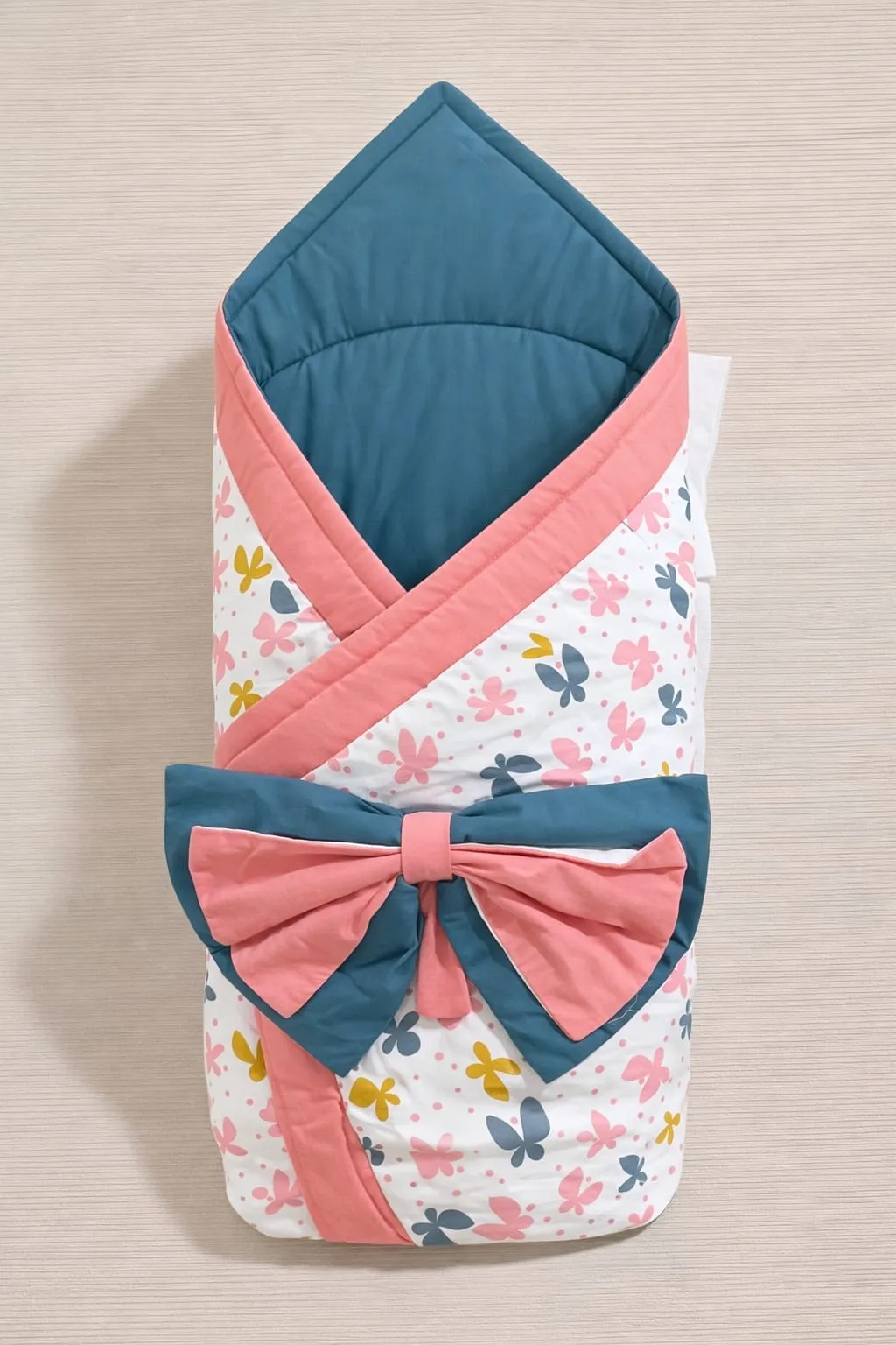 Butterfly Meadow – Padded Baby Swaddle Wrap with Oversized Bow