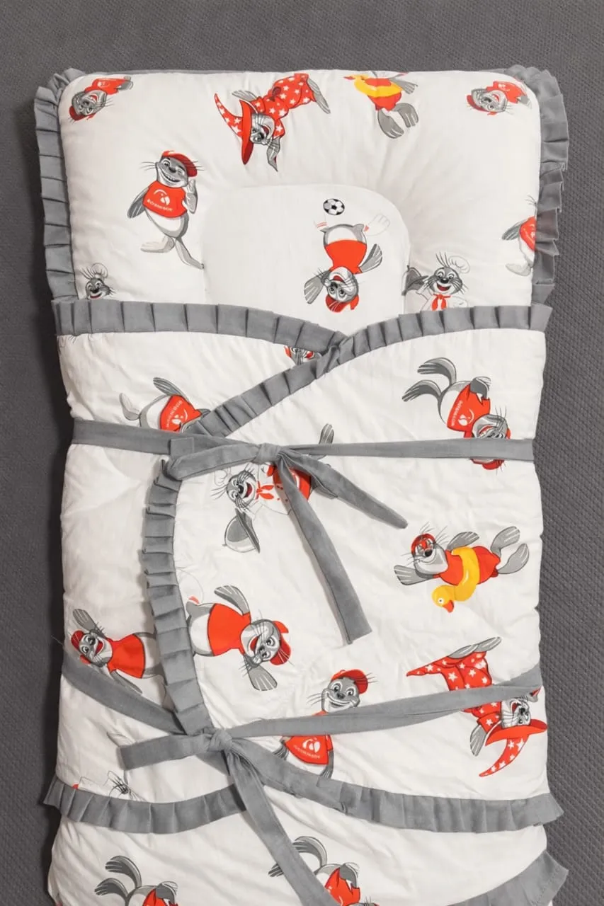 Little Athlete – Padded Baby Swaddle Wrap with Ruffled Trim